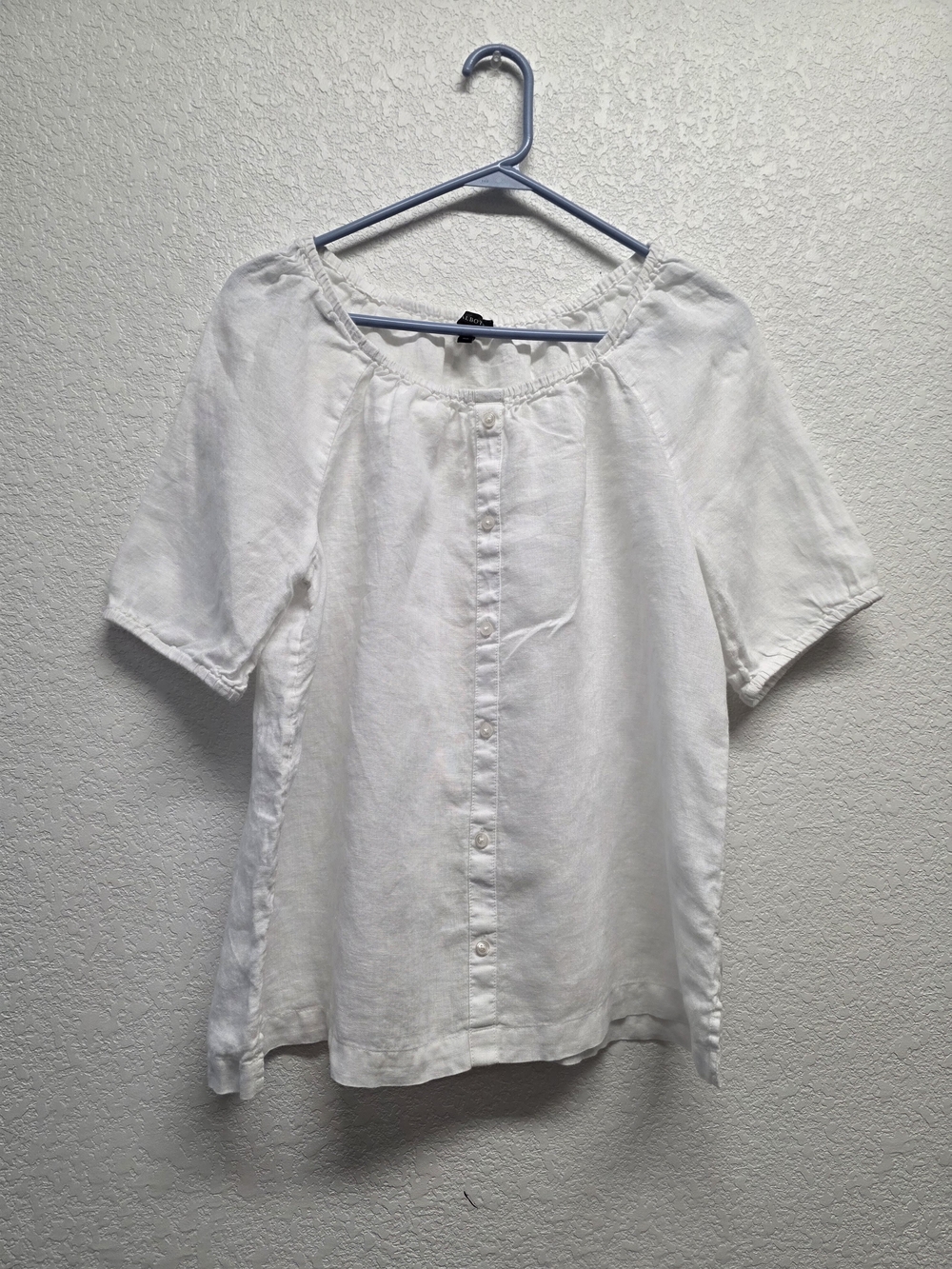 Talbots White Linen Peasant Top Size Medium